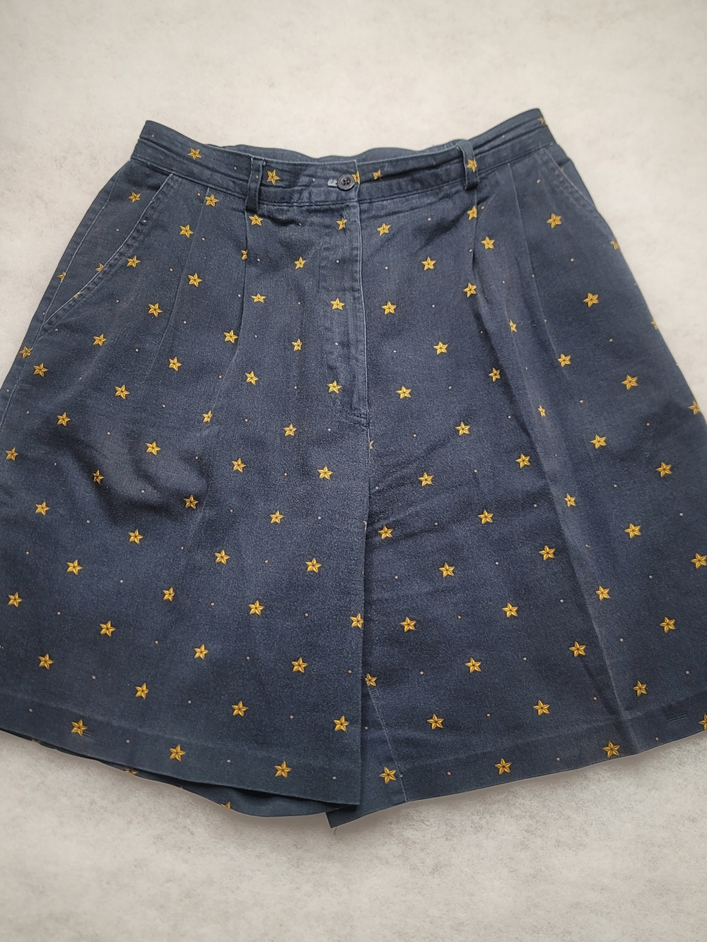 EP Pro Navy Bermuda Shorts Gold Star Motif High Rise Women's 12 Cotton  Golf